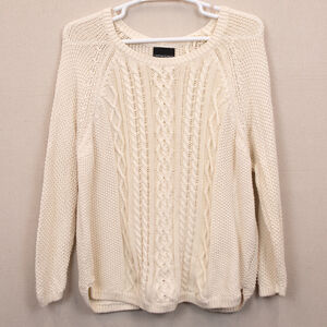 Cynthia Rowley loose cable knit cream sweater-3X